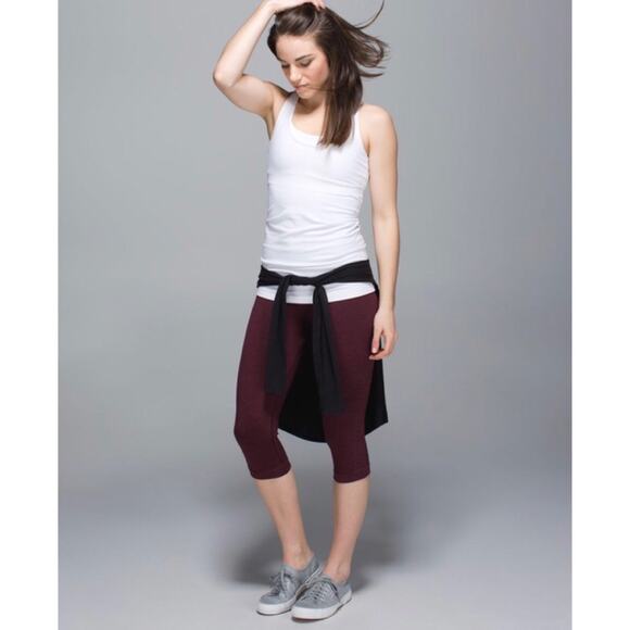 Lululemon In The Flow Crop II Heathered Bordeaux Drama burgundy red seamless - Picture 1 of 9